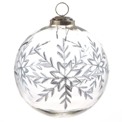 Raz Imports 2023 Winter Frost 5" Etched Snowflake Ball Ornament