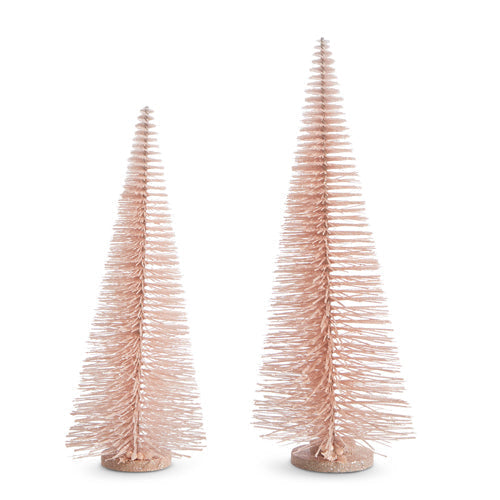 Raz Imports 2023 Jingle & Cocoa 24" Pink Bottle Brush Trees, Set of 2