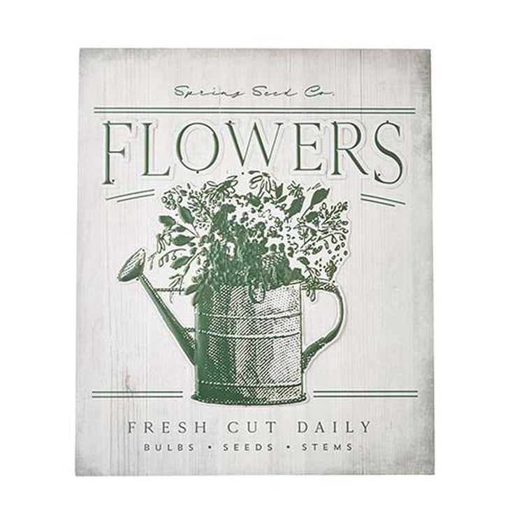 Raz Imports The Greenhouse 28.25" Flowers Embossed Metal On Wood Sign