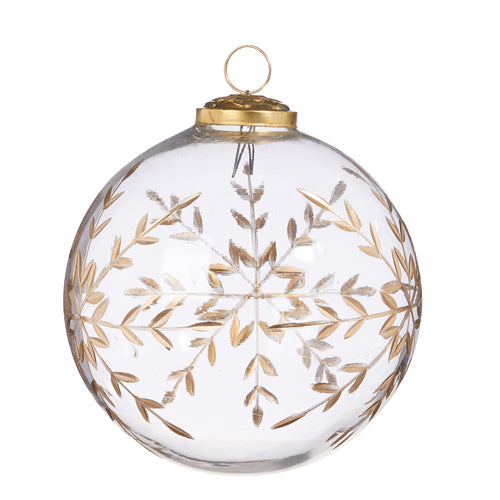 Raz Imports 2023 O Tannenbaum 5" Gold Etched Snowflake Ball Ornament