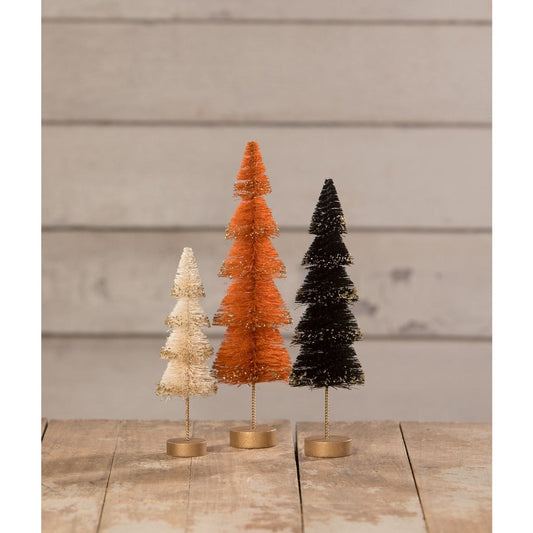 Bethany Lowe Halloween Layered Bottle Brush Trees, Set Of 3