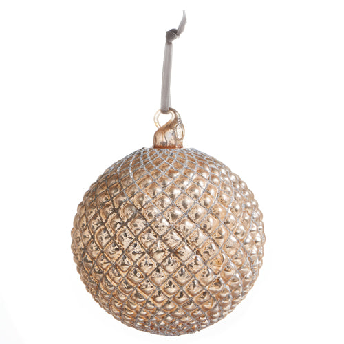 Raz Imports 2023 Bon Noel 6" Champagne Quilted Ball Ornament