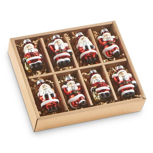 Raz Imports 2023 Vintage Farmhouse 2" Box of 8 Mini Santa Ornaments