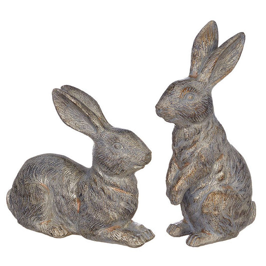 Raz Imports Botanical Farmhouse 9" Rabbit, Set of 2 Figurines