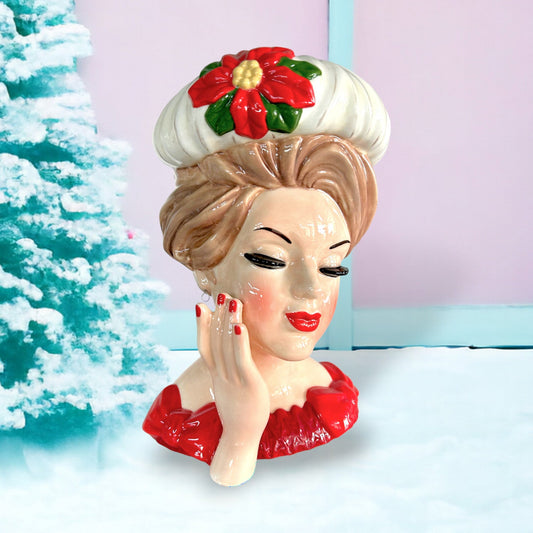 December Diamonds Retro Christmas Retro Lady Head Vase