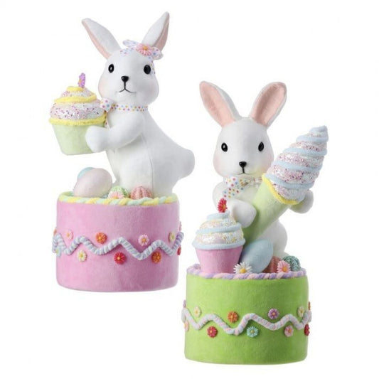 Styro Confection Bunny on Cake 16", Set of 2, Assortment