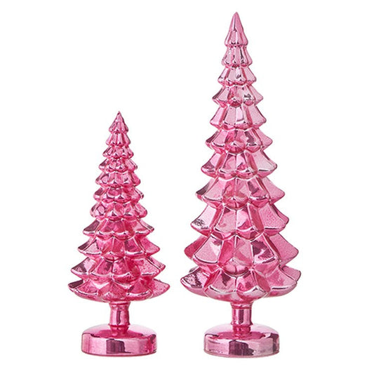 Raz Imports 2022 Collected Christmas 15.25" Glass Tree, Set of 2