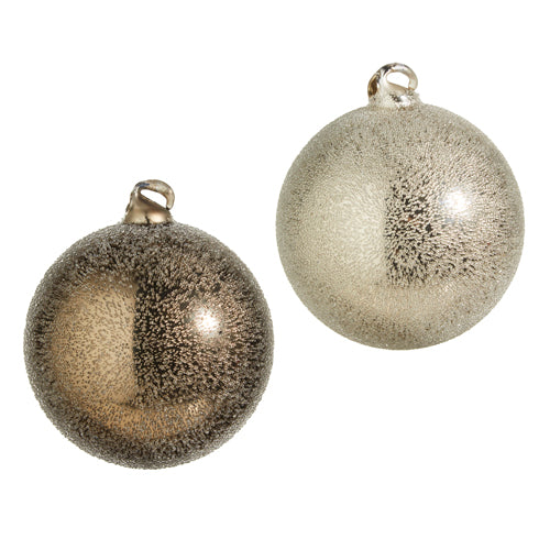 Raz Imports 2023 Natural Noel 4" Grey Textured Ball Ornament, Asst of 2