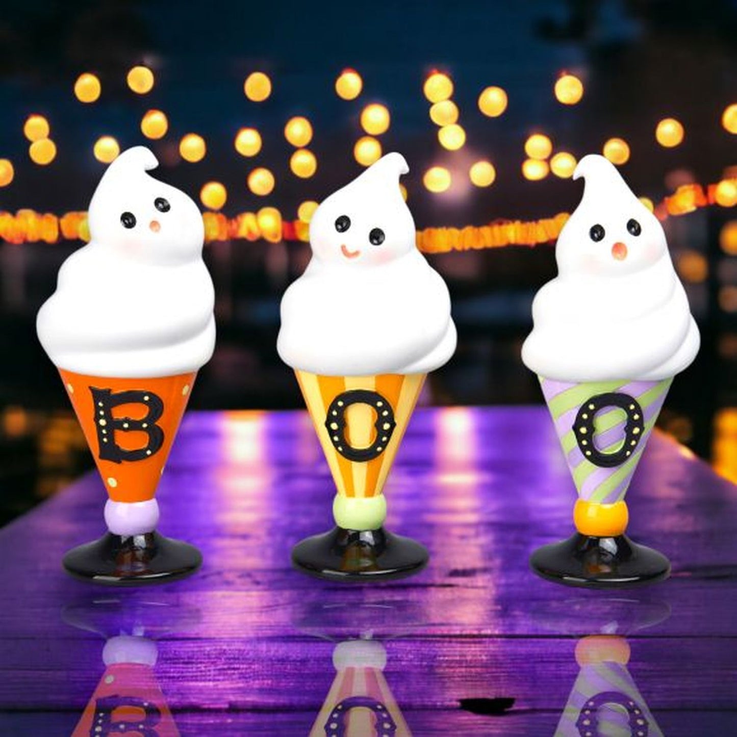 December Diamonds Halloween Carnival Assortment Of 3, Boo Ghost Desserts