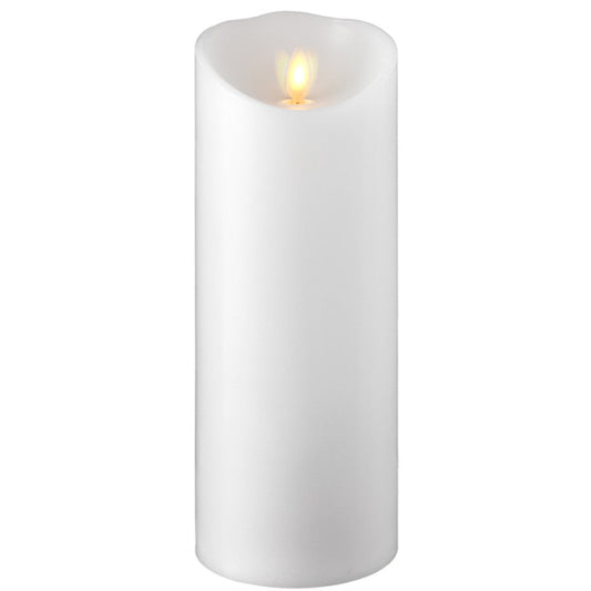 Raz Imports Everything Ivory & White 3.5" X9" Moving Flame White Pillar Candle