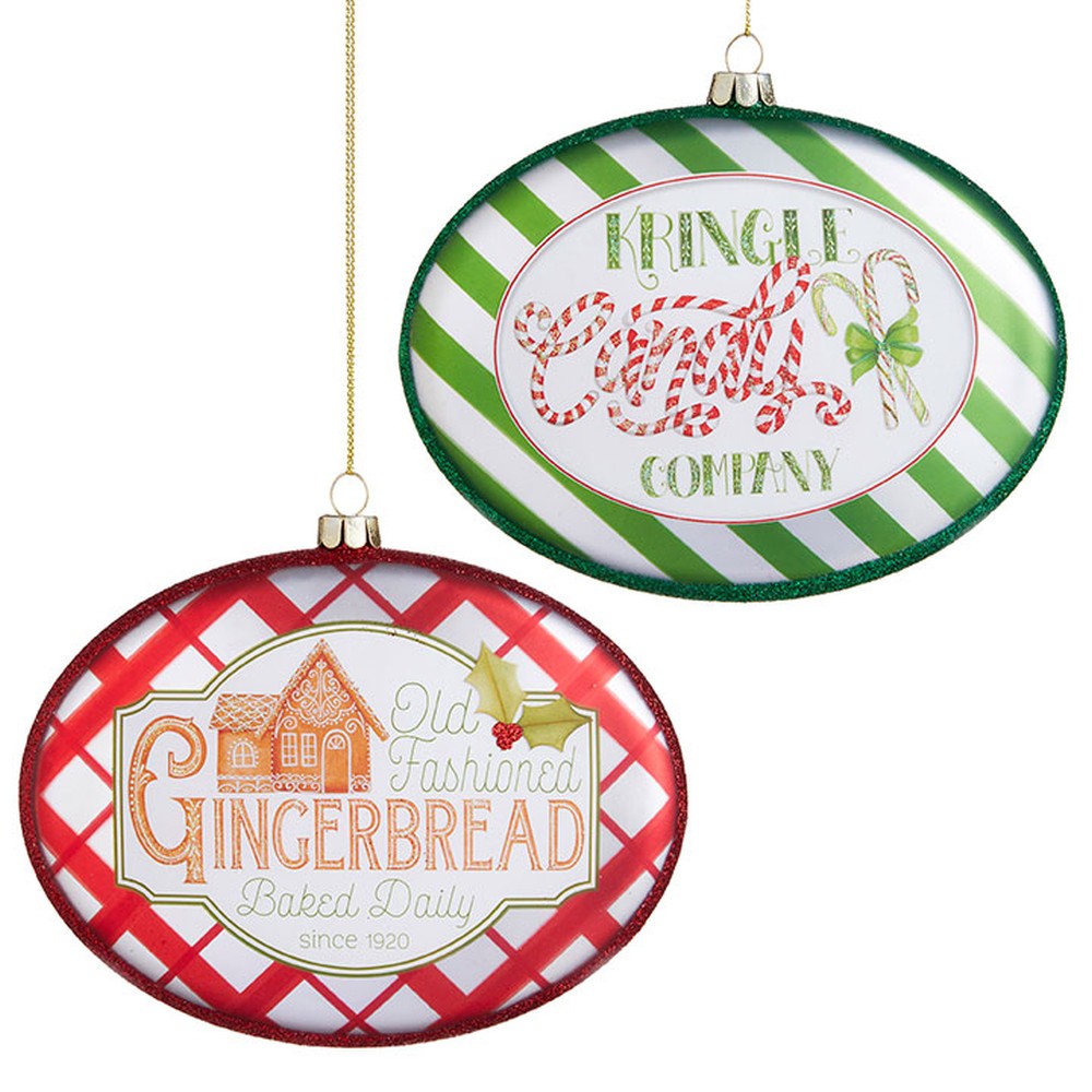 Raz Imports 2020 Kringle Candy Co. 5.5-Inch Disc Ornament, Assortment of 2