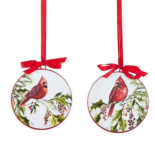 Raz Imports 2023 O Tannenbaum 6" Cardinal Disc Ornament, Asst of 2