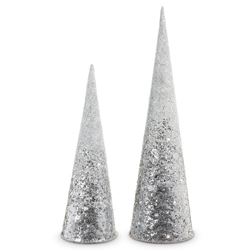 Raz Imports 2023 Holiday Cheers 24" White Ombre Cone Trees, Set of 2