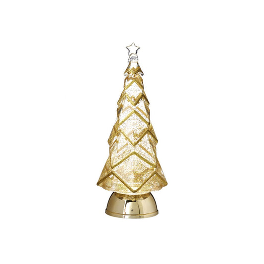 Raz Imports 2021 12.25-inch Gold Glittered Lighted Tree w/ Glitter Water Lantern