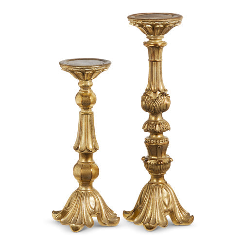 Raz 2023 Celebrate The Season 18.25" Vintage Gold Candle Holders, Set of 2