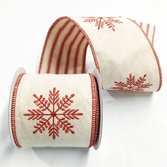 Regency International 4"X5Y Snowflake Emb On Canvas Ribbon