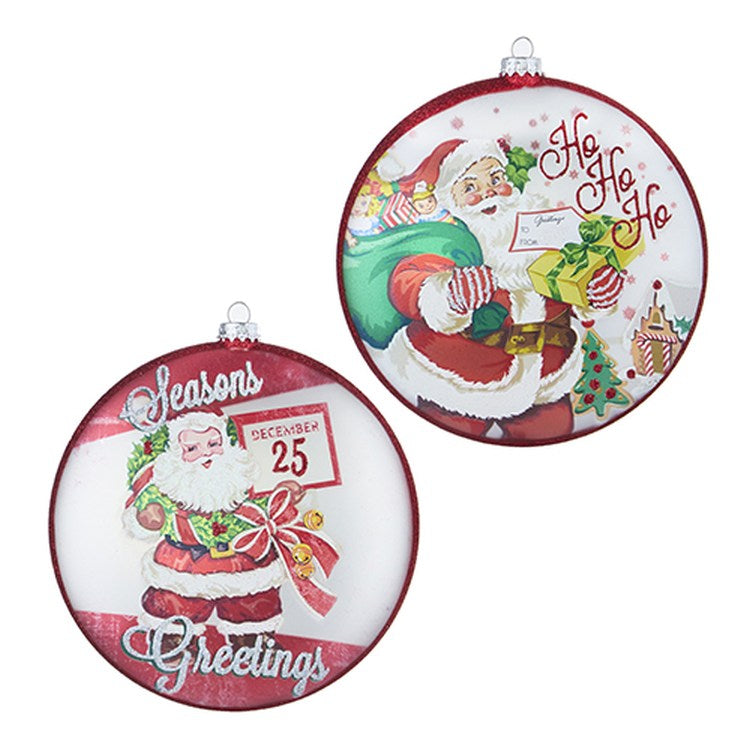 Raz 2022 No Place Like Home 6.5" Season'S Greetings Disc Ornament, 2 Asst