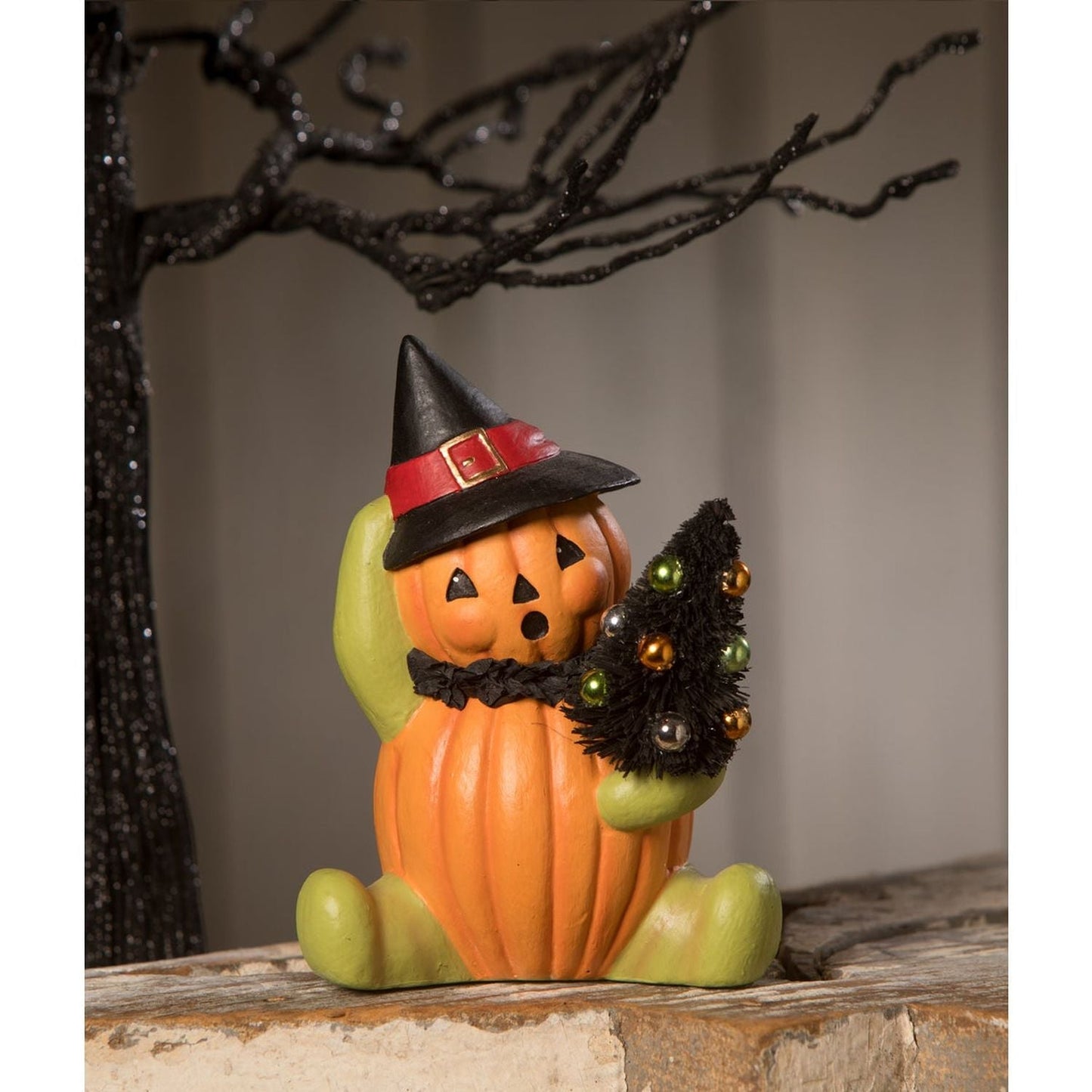 Bethany Lowe Seated Pumpkin Head Witch Figurine