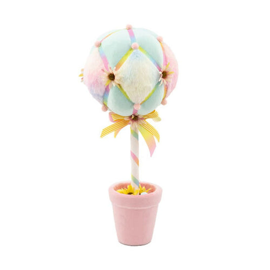 December Diamonds Cotton Candy Land Small Pastel Topiary Ball Pot Figurine, Pink