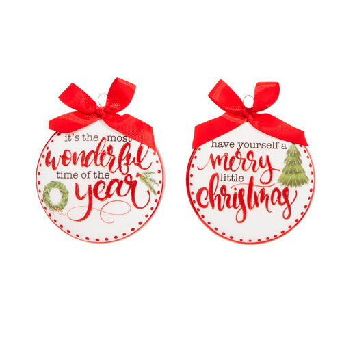 Raz Imports 2023 Heartfelt Holiday 5" Christmas Wishes Disc Ornament, Asst of 2