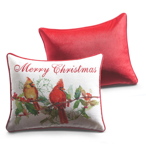 Raz Imports 2023 O Tannenbaum 17" Merry Christmas Cardinal Lumbar Pillow