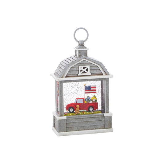 Raz Imports Spring Water Lanterns 10.75-inch Truck and Dog Lighted Water Barn