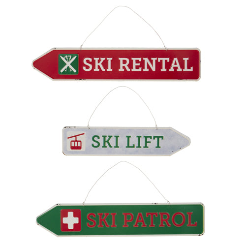 Raz Imports 2023 Dashing Through The Snow 16.25" Ski Sign Ornament, Asst of 3