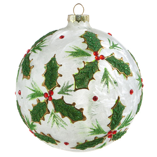 Raz Imports 2023 Classic Carols 5" Holly Leaf Ball Ornament