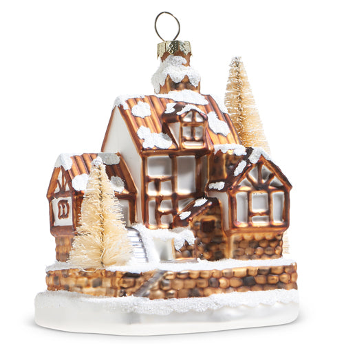 Raz Imports 2023 Holiday House 4.25" Snowy Glitter House Ornament