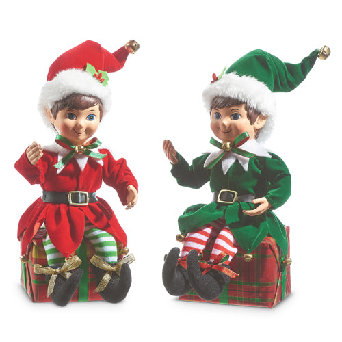 Raz Imports 2023 Classic Carols 10" Sitting On A Present Elf, Asst of 2