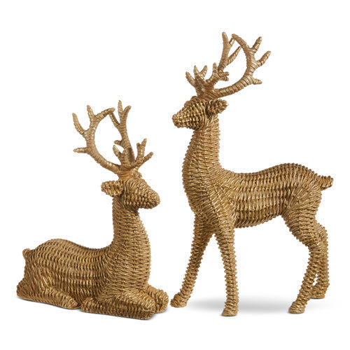 Raz Imports 2023 All Is Calm 17.75" Basketweave Deer, Set of 2