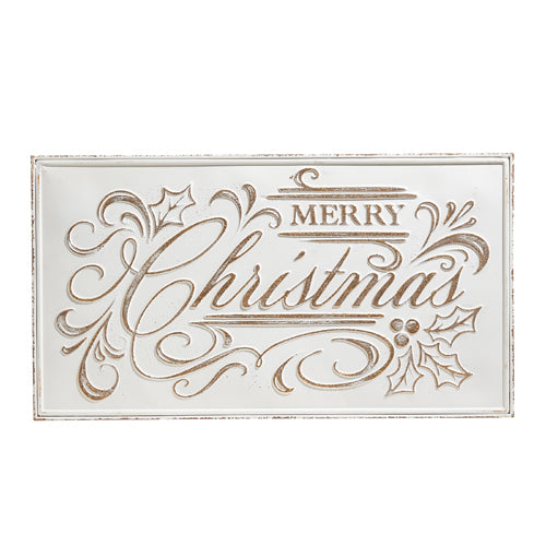 Raz 2023 Celebrate The Season 24" Merry Christmas Embossed Metal Wall Art