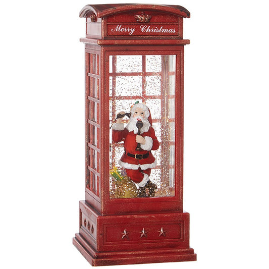 Raz Imports Holiday Water Lanterns 10" Santa In Musical Lighted Water Booth