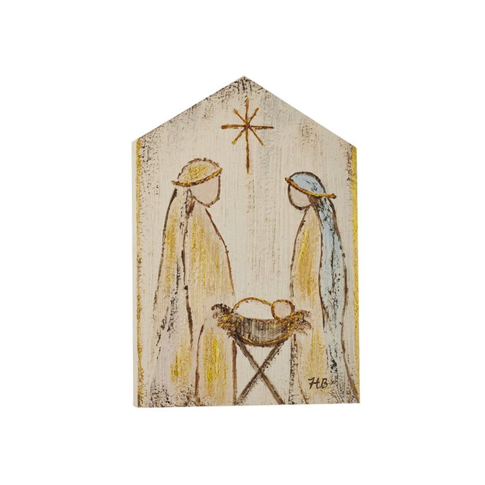 Raz Imports 2021 Oh Holy Night 17.75-inch Holy Family Textured Wood Wall Art