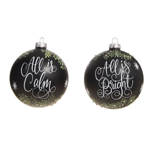 Raz Imports 2023 All Is Calm 5" All Is Calm Ball Ornament, Asst of 2