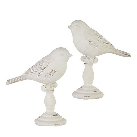 Raz Imports The Cottage 5.25" Distressed White Bird Finial, Asst of 2
