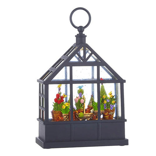 Raz Imports Spring Water Lanterns 9.5" Potted Flowers Lighted Water Greenhouse