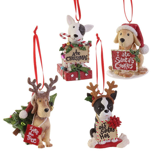 Raz Imports Dogs Of Christmas 3.75-Inch Dog Ornament, Assortment of 4