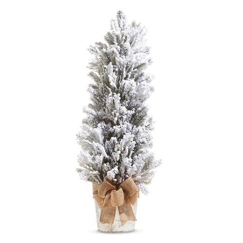 Raz Imports 2023 Natural Noel 34" Flocked Potted Half Tree