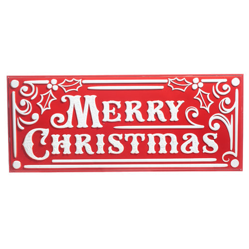 Raz Imports 2023 Jingle & Cocoa 27.75" Merry Christmas Embossed Metal Sign