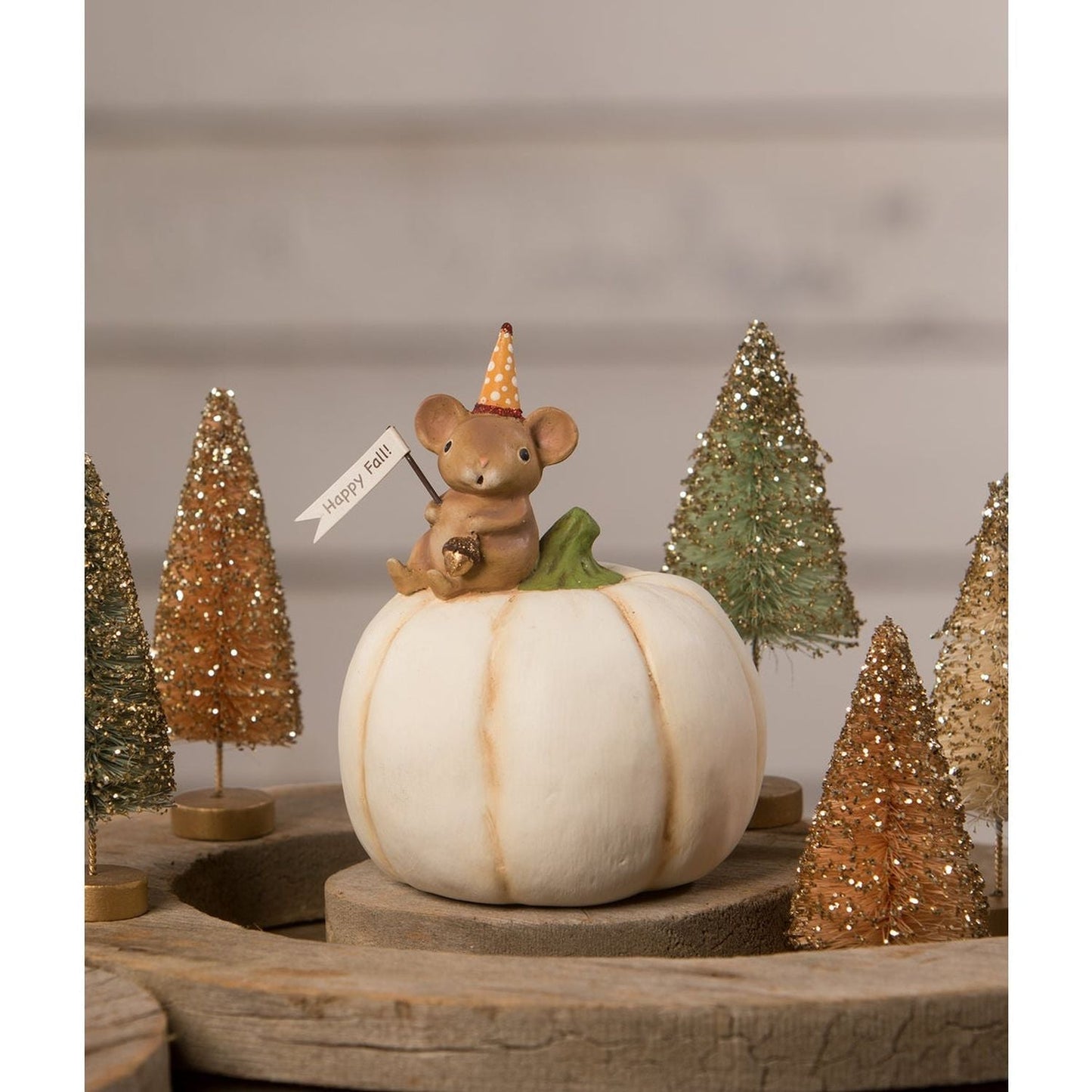 Bethany Lowe Happy Fall Mouse On Pumpkin Figurine