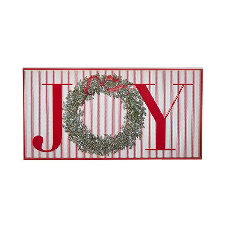 Raz Imports 2022 Countryside Christmas 18.5" Joy Embossed Metal Frame Wall Art