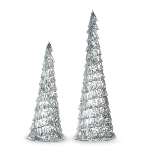 Raz Imports 2023 Holiday Cheers 24" Silver Tinsel Trees, Set of 2