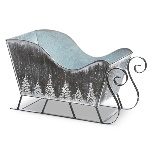 Raz Imports 2023 All Is Calm 21" Galvanized Sleigh With Trees