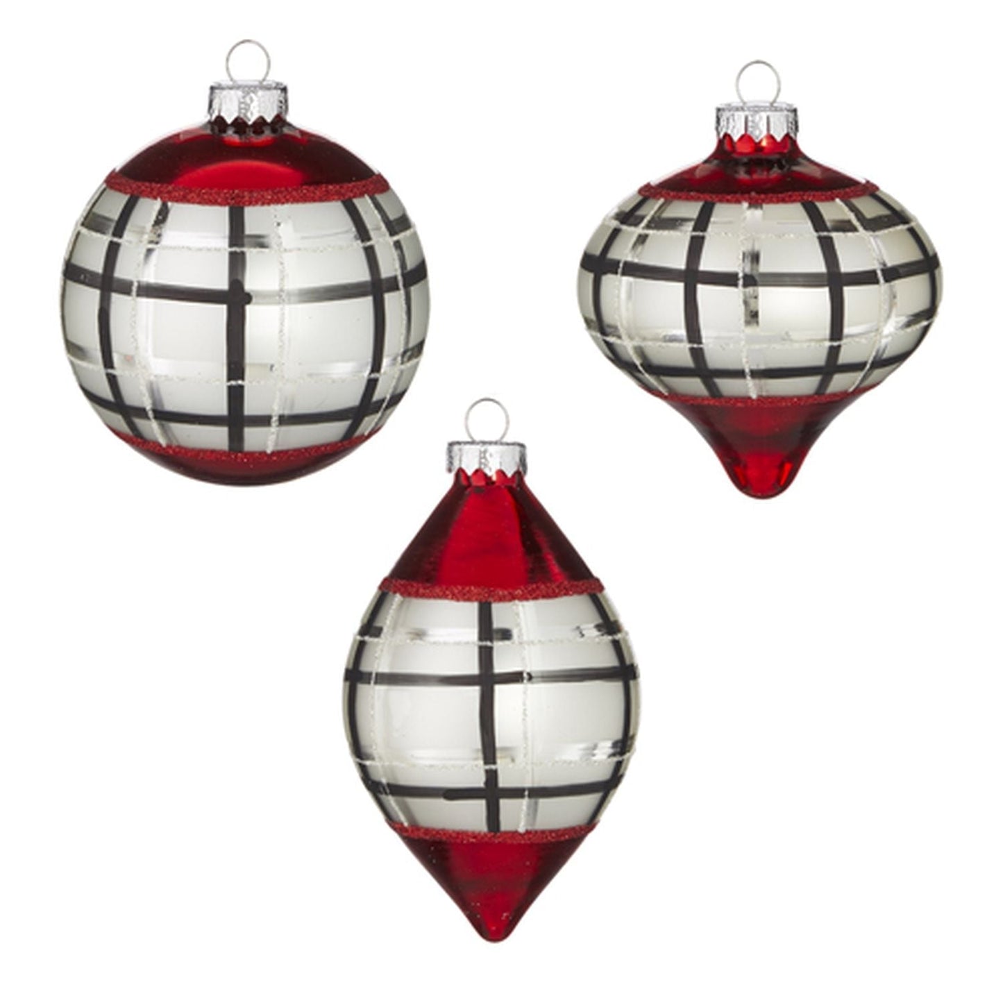 Raz Imports 2021 4-inch Plaid Ornament, Assortment of 3