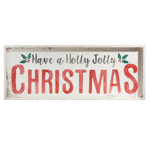 Raz Imports 2023 Vintage Farmhouse 47.75" Holly Jolly Christmas Framed Wall Art