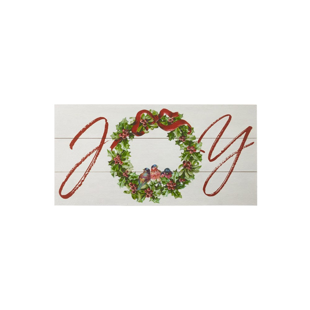 Raz Imports 2021 Yuletide Birds 24-inch Joy Wreath Wood Wall Art