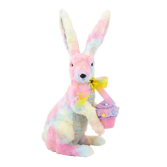 December Diamonds Cotton Candy Land Pastel Bunny With Cupcake Figurine