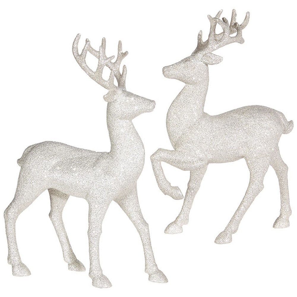 Raz Imports 2020 12.75-Inch Glittered Deer Figurine, Assortment of 2.