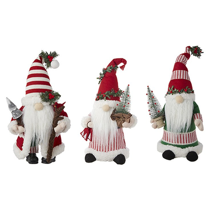 Raz Imports 2022 Countryside Christmas 17.25" Countryside Standing Gnome, 3 Asst